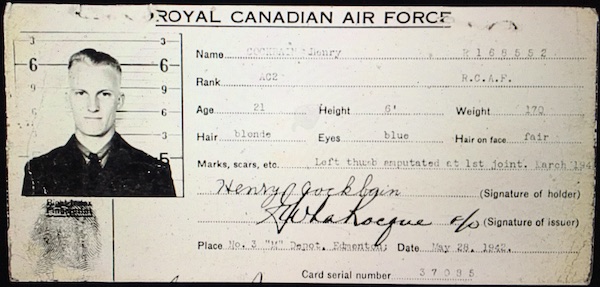1. AC2 Henry Cockbain R168552, RCAF ID Card.