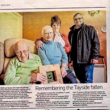 Evening Telegraph, l.-r., Harry and Maimie Jamieson, Elizabeth and Mark Baillie with ED317 Memorial Plaque