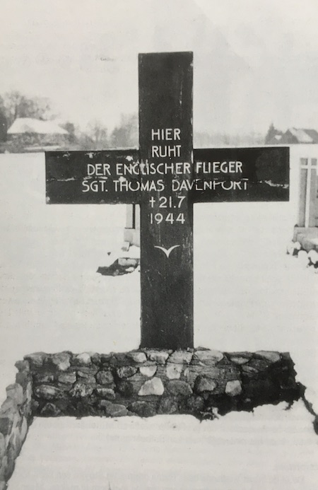 Mid-upper gunner, Sgt. Thomas Davenport’s grave. Circa 1944-45. Courtesy M. Klaassen.
